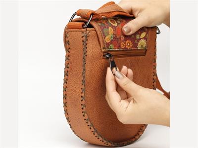 Cadı Figürlü Çapraz Örgülü Kol Çantası Etnik Bohem Style - Taba