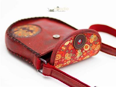 Cadı Figürlü Çapraz Örgülü Kol Çantası Etnik Bohem Style - Bordo