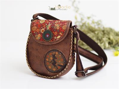 Cadı Figürlü Çapraz Örgülü Kol Çantası Etnik Bohem Style - Kahverengi
