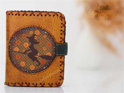 Cadı Figürlü Küçük Cüzdan Etnik Bohem Retro Style - Hardal