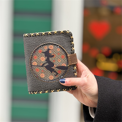 Cadı Figürlü Küçük Cüzdan Etnik Bohem Retro Style - ANTRASİT