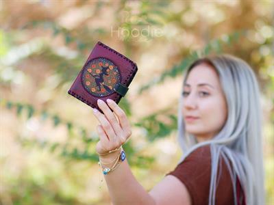 Cadı Figürlü Küçük Cüzdan Etnik Bohem Retro Style - Bordo