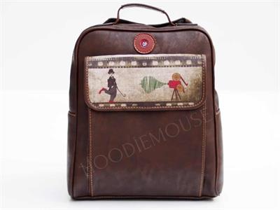 Charlie Chaplin  Figürlü Unisex Canta Hem Sırt Hem Capraz Hem Elde Etnik Bohem Style - ACI KAHVE