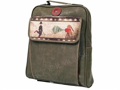 Charlie Chaplin  Figürlü Unisex Canta Hem Sırt Hem Capraz Hem Elde Etnik Bohem Style - YESİL