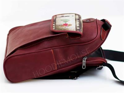 Charlie Chaplin  Figürlü Unisex Canta Hem Sırt Hem Capraz Hem Elde Etnik Bohem Style - BORDO