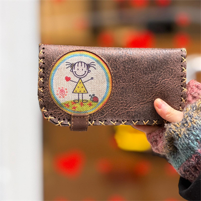 Cin Ayse Figürlü Büyük Cüzdan Etnik Bohem Retro Vintage Style - KAHVE
