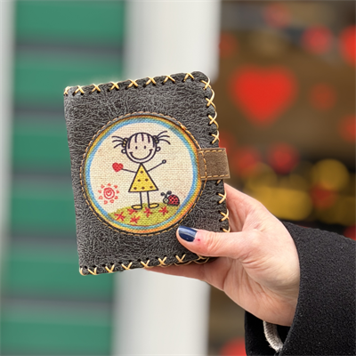 Cın Ayse Figürlü Küçük Cüzdan Etnik Bohem Retro Style - ANTRASİT