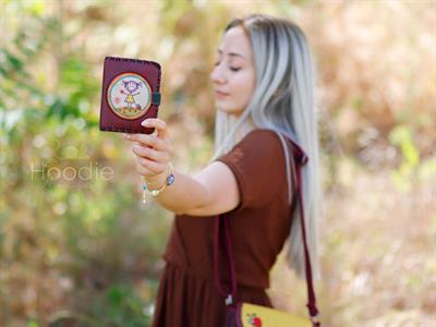 Cin Ayse Figürlü Küçük Cüzdan Etnik Bohem Retro Style - Bordo
