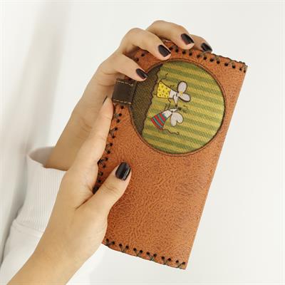 Dans Eden Fare Figürlü Büyük Cüzdan Etnik Bohem Retro Vintage Style  - TABA