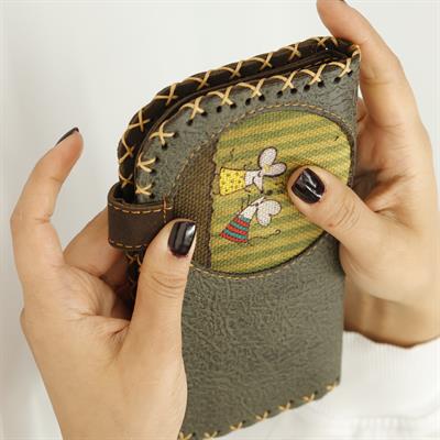 Dans Eden Fare Figürlü Büyük Cüzdan Etnik Bohem Retro Vintage Style  - YESİL