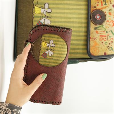 Dans Eden Fare Figürlü Büyük Cüzdan Etnik Bohem Retro Vintage Style  - BORDO