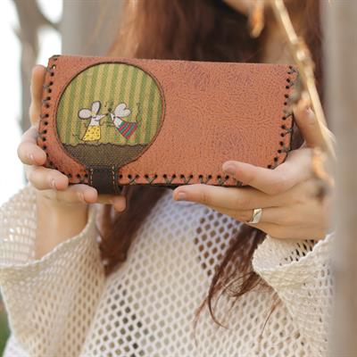Dans Eden Fare Figürlü Büyük Cüzdan Etnik Bohem Retro Vintage Style  - TABA