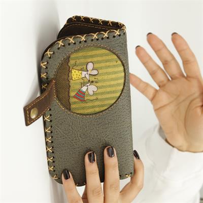 Dans Eden Fare Figürlü Büyük Cüzdan Etnik Bohem Retro Vintage Style  - YESİL