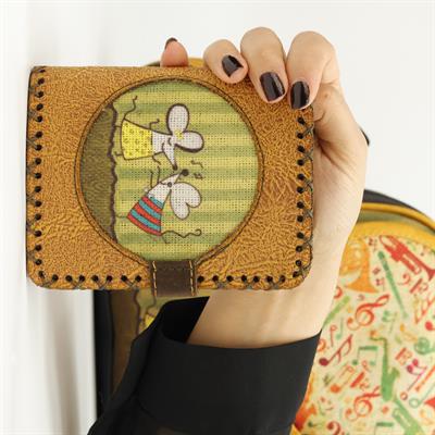 Dans Eden Fare Figürlü Küçük Cüzdan Etnik Bohem Retro Style -Hardal