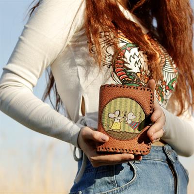 Dans Eden Fare Figürlü Küçük Cüzdan Etnik Bohem Retro Style - Taba