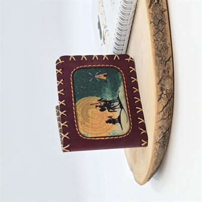 Don Kişot Figürlü Küçük Cüzdan Etnik Bohem Retro Style -Bordo