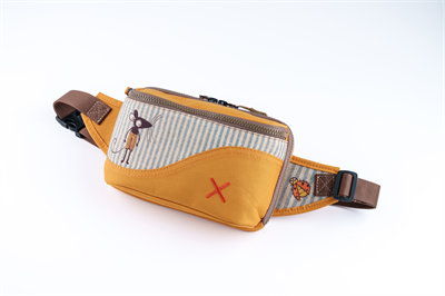 Fare Figürlü Akıllı Organizer Bel Çantası | Hardal Sarısı Çok Bölmeli Unisex Pasaport & Kartlık Bölmeli Çapraz Göğüs Çantası