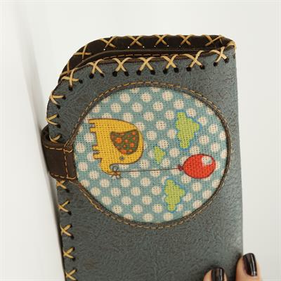 Fil Figürlü Büyük Cüzdan Etnik Bohem Retro Vintage Style  - PETROL