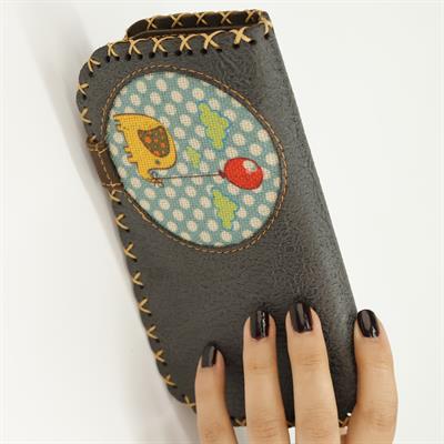 Fil Figürlü Büyük Cüzdan Etnik Bohem Retro Vintage Style  - ANTRASİT