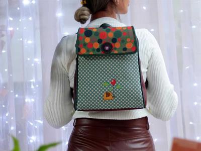 Fil Figürlü Kapaklı Sırt Çantası Etnik Bohem Style - BORDO