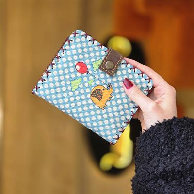 Şansın ve Neşenin İmzası! Balonlu Fil Figürlü Küçük Cüzdan (El Yapımı Puantiyeli) Bohem Retro Vintage
