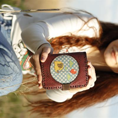 Fil Figürlü Küçük Cüzdan Etnik Bohem Retro Style -  Bordo