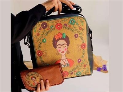 Frida Figürlü Büyük Postacı Kol Çantası Etnik Bohem Style Çanta Siyah Cüzdan Taba Kombin