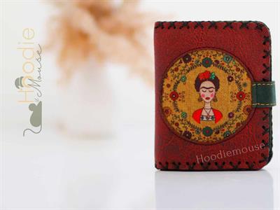 Frida Figürlü Küçük Cüzdan Etnik Bohem Retro Style - Bordo