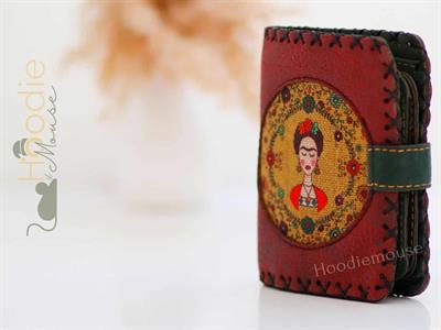 Frida Figürlü Küçük Cüzdan Etnik Bohem Retro Style - Bordo