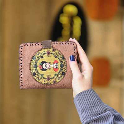 Frida Figürlü Küçük Cüzdan Etnik Bohem Retro Style - Taba