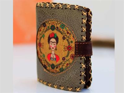 Frida Figürlü Küçük Cüzdan Etnik Bohem Retro Style -Yesil