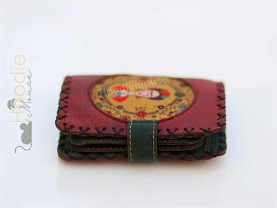Frida Figürlü Küçük Cüzdan Etnik Bohem Retro Style - Bordo
