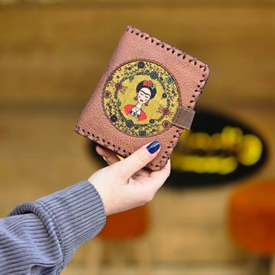 Frida Figürlü Küçük Cüzdan Etnik Bohem Retro Style - Taba