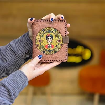 Frida Figürlü Küçük Cüzdan Etnik Bohem Retro Style - Taba
