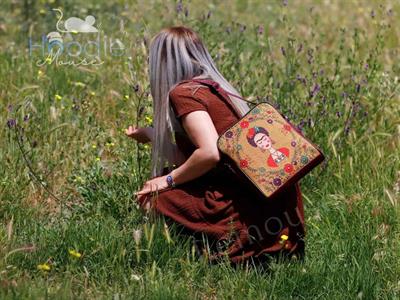 Frida Kahlo Figürlü Büyük Postacı Kol Çantası Etnik Bohem Style - Bordo