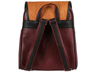 Frida Figürlü Kapaklı Sırt Çantası Etnik Bohem Style - BORDO