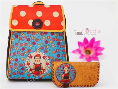  Mavi Frida Figürlü Kapaklı Sırt Çantası Siyah, Cüzdan Hardal Etnik Bohem Style Kombin