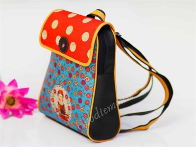  Mavi Frida Figürlü Kapaklı Sırt Çantası Siyah, Cüzdan Hardal Etnik Bohem Style Kombin