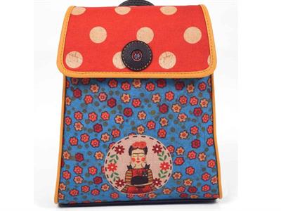  Mavi Frida Figürlü Kapaklı Sırt Çantası Etnik Bohem Style - SİYAH