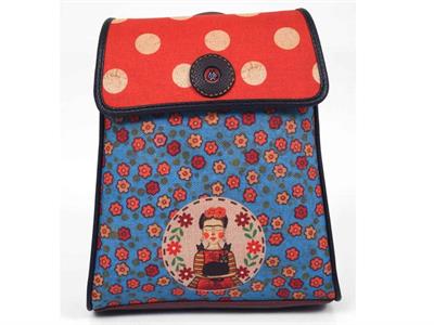 Mavi Frida Figürlü Kapaklı Sırt Çantası Etnik Bohem Style - BORDO