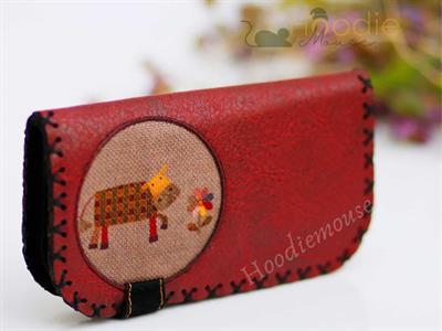 İnek Figürlü Büyük Cüzdan Etnik Bohem Retro Vintage Style -BORDO