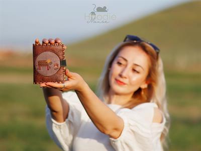 Inek Figürlü Küçük Cüzdan Etnik Bohem Retro Style  - Kahverengi