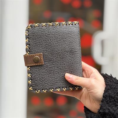 Inek Figürlü Küçük Cüzdan Etnik Bohem Retro Style  - ANTRASİT