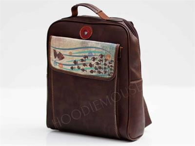 Karabalık  Figürlü Unisex Canta Hem Sırt Hem Capraz Hem Elde Etnik Bohem Style - ACI KAHVE