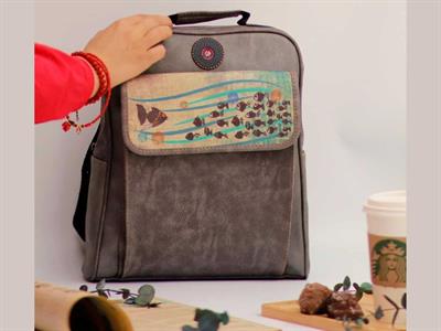 Karabalık  Figürlü Unisex Canta Hem Sırt Hem Capraz Hem Elde Etnik Bohem Style - GRİ