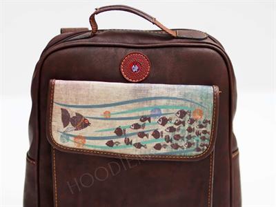 Karabalık  Figürlü Unisex Canta Hem Sırt Hem Capraz Hem Elde Etnik Bohem Style - ACI KAHVE