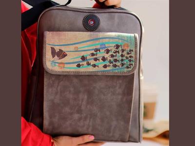 Karabalık  Figürlü Unisex Canta Hem Sırt Hem Capraz Hem Elde Etnik Bohem Style - GRİ