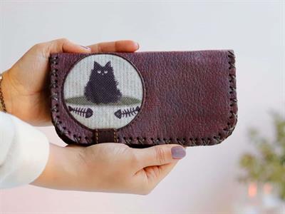 Karamık Figürlü Büyük Cüzdan Etnik Bohem Retro Vintage Style  - BORDO