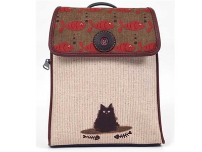 Karamık Figürlü Kapaklı Sırt Çantası Etnik Bohem Style - SİYAH