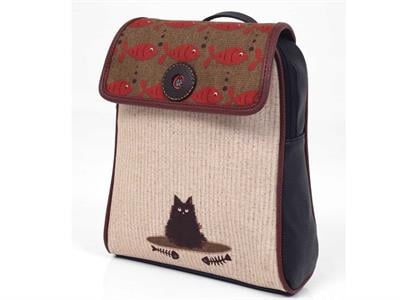 Karamık Figürlü Kapaklı Sırt Çantası Etnik Bohem Style - SİYAH